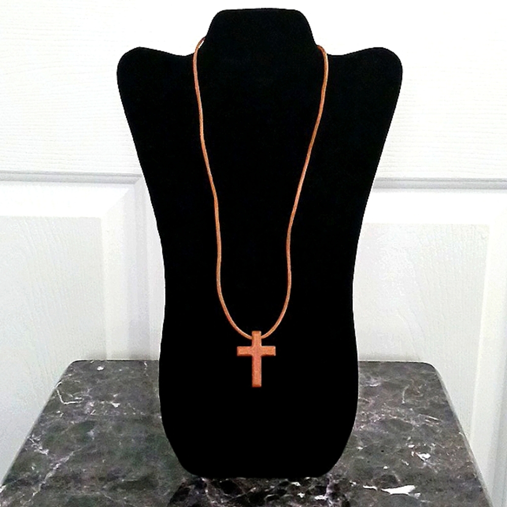 Wooden Cross Pendant Necklace